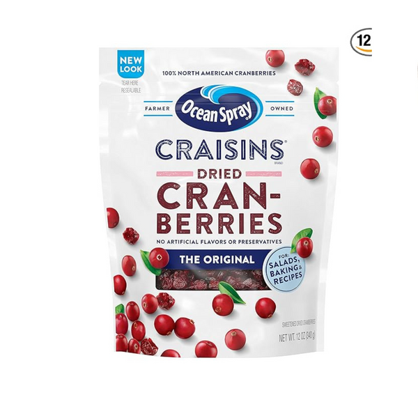 12 paquetes de arándanos secos Ocean Spray Craisins (bolsas de 12 onzas)