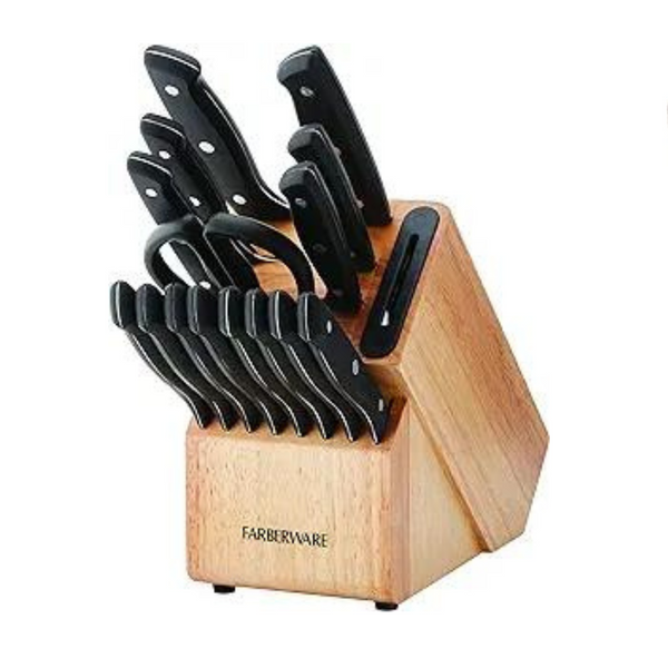 Farberware Edgekeeper 16 Piece Triple Rivet Block Set with Built in Knife Sharpener