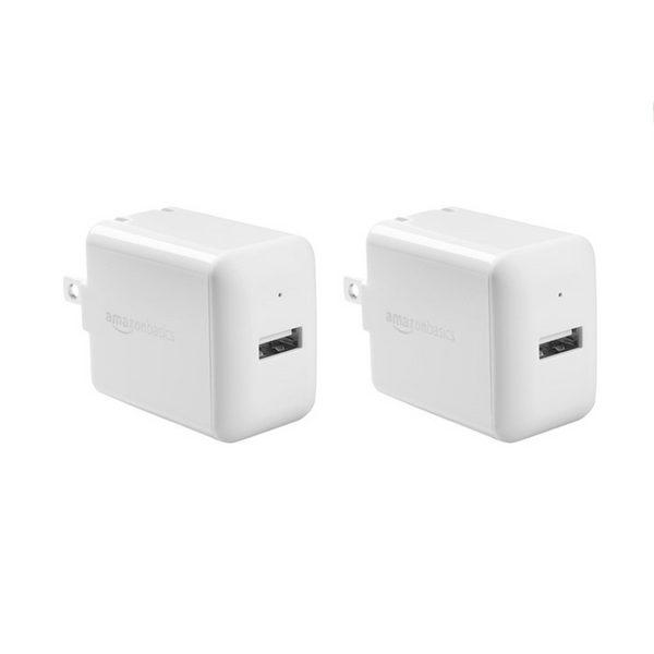 2 Packs of Amazon Basics 12W USB-A Wall Charger