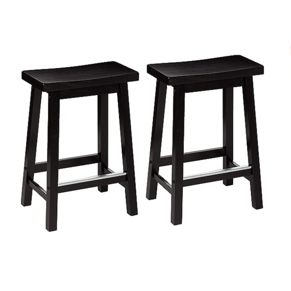 Juego de 2 taburetes de cocina con asiento de madera maciza Amazon Basics