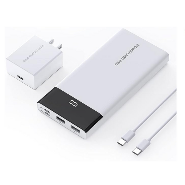 Cargador portátil PowerAdd Pro de 10000 mAh con cable y cargador de pared USB C