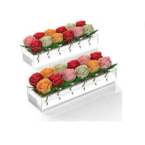 Instraella 2 Pack Clear Rectangular Acrylic Flower Vase