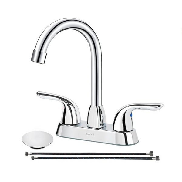 Two Handles Centerset Bathroom Faucet