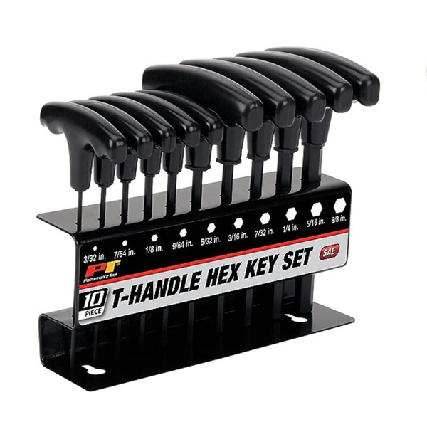 Performance Tool 10-Piece T-Handle Long Arm Hex Key Set