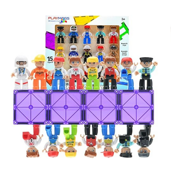 Playmags Large Magnetic Figures Community Set, 15 Pieces