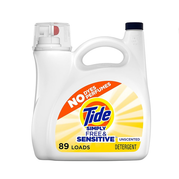 4 Bottles of TIDE Simply Liquid Laundry Detergent, Free & Sensitive (128 Oz Bottles)