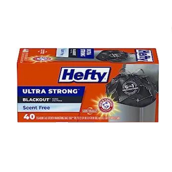 3 cajas de bolsas de basura de cocina Hefty, ultrafuertes, altas, de 13 galones, opacas, sin perfume (40 unidades)