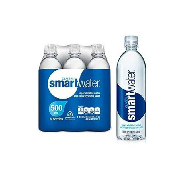 6-Pack smartwater Vapor Distilled Premium Water, 16.9 Fl Oz