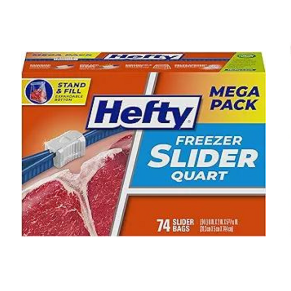 Bolsas de almacenamiento para congelador Hefty Slider (tamaño de un cuarto de galón, 74 unidades)