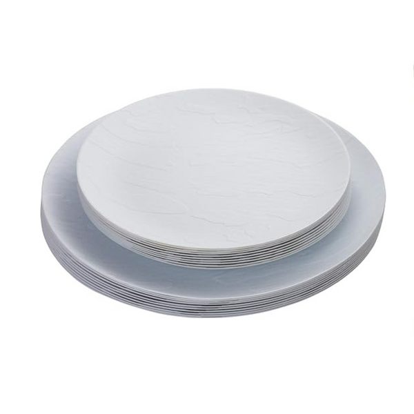 Posh Setting White Plastic Plates Disposable Plastic Wood Pattern Dinnerware (20 Dinner Plates and 20 Salad Plates)