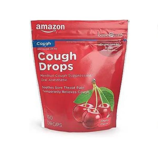 Amazon Basic Care Cherry Or Honey Lemon Cough Drops (160 count)