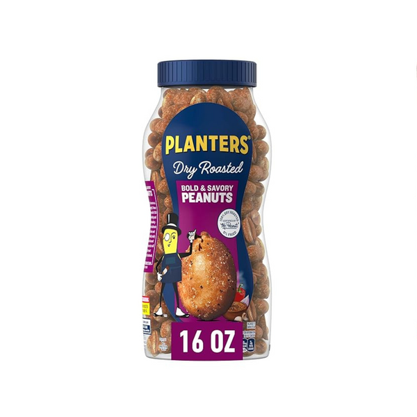 16 Oz Jar PLANTERS Dry Roasted Bold & Savory Peanuts