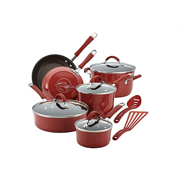 12-Piece Rachael Ray Cucina Nonstick Cookware Pots and Pans Set