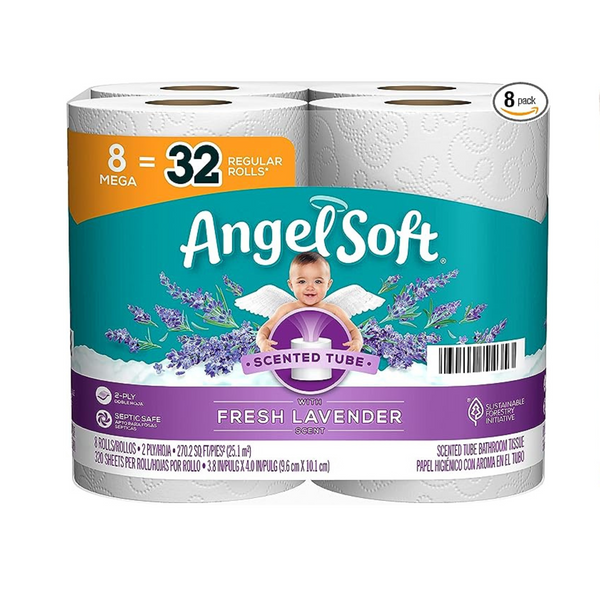 Angel Soft Toilet Paper with Fresh Lavender Scent (8 Mega Rolls = 32 Regular Rolls)