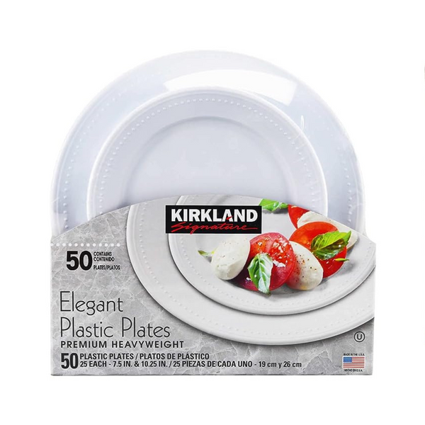 Kirkland Signature Elegant Premium Heavy Weight Plastic Plates, 50 Cou