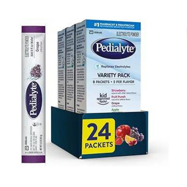 Pedialyte Electrolyte Powder Packets, Variety Pack (24 Single-Serving Powder Packets)