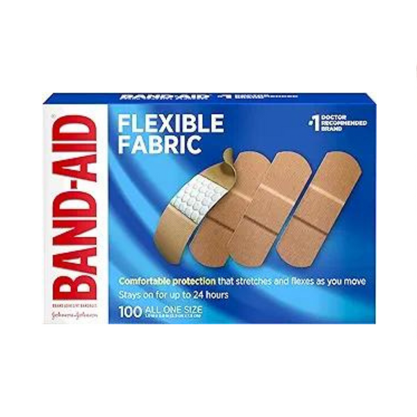 Vendas adhesivas de tela flexible de la marca Band-Aid, todas de talla única (100 unidades)