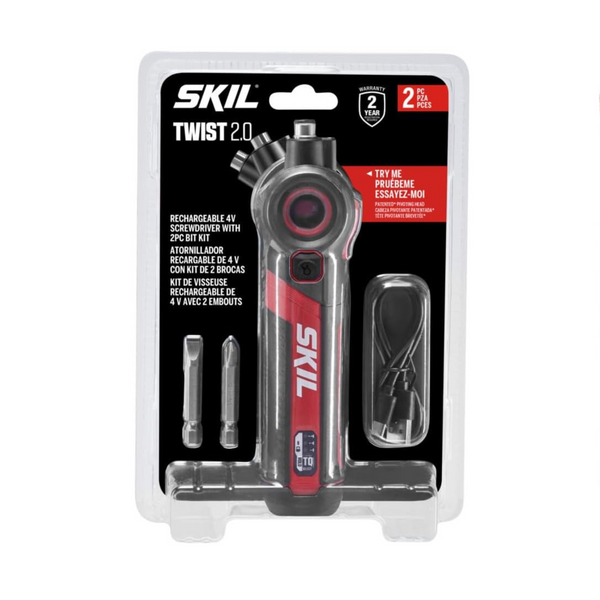 Destornillador SKIL Twist 2.0 recargable de 4 V con cabezal pivotante, cable de carga USB-C