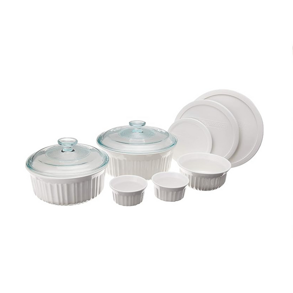 CorningWare French White 10-Pc Ceramic Bakeware Set with Lids