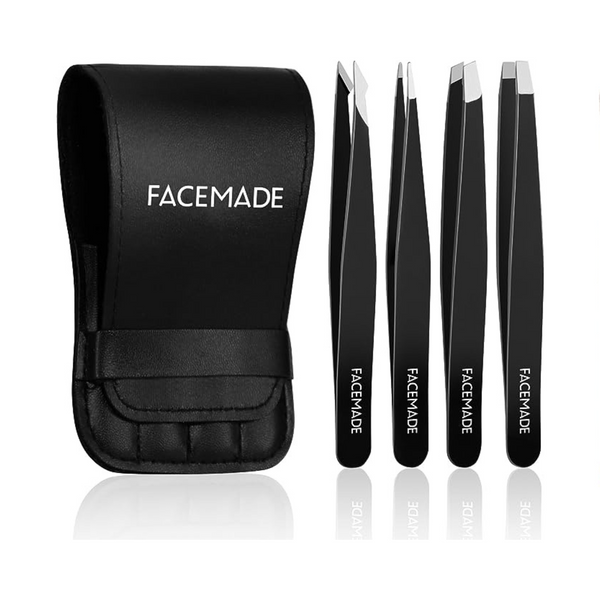 Juego de pinzas Facemade Professional de acero inoxidable, paquete de 4