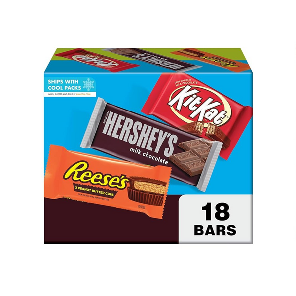 18 barras de tamaño completo de Reese's, Hershey's y Kit Kat