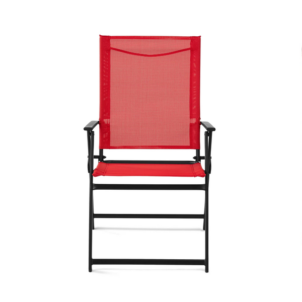 Set of 2 Outdoor Patio Steel Sling Folding Chairs