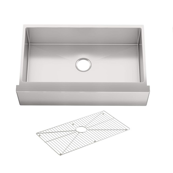 KOHLER Strive Self-Trimming Farmhouse Undermount Large Single-Bowl Kitchen Sink with Tall Apron