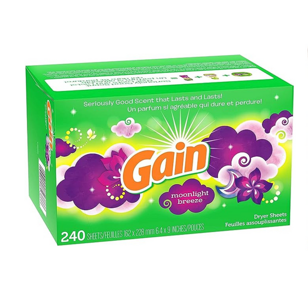 240 Count Gain Dryer Sheets Laundry Fabric Softener, Moonlight Breeze