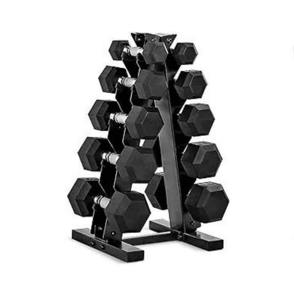 CAP Barbell 150 LB Coated Hex Dumbbell Weight Set With Vertical Rack