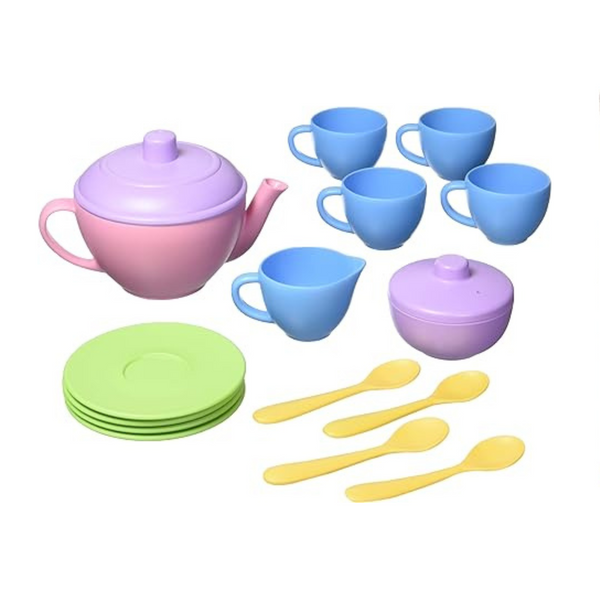 Green Toys Tea Set, 17 Piece Pretend Play, Made in USA