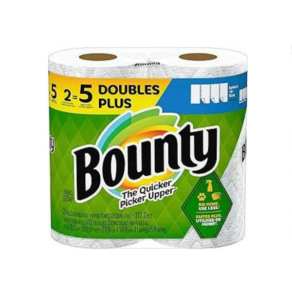 Bounty Paper Towels, 2 Double Plus Rolls = 5 Regular Rolls