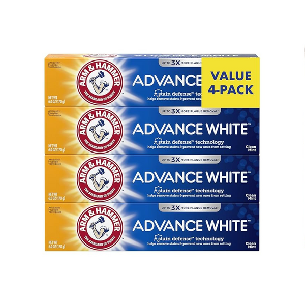 Paquete de 4 pastas de dientes blancas Arm &amp; Hammer Advance