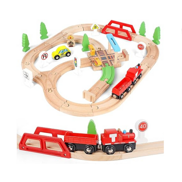 40 PCS Wooden Train Set