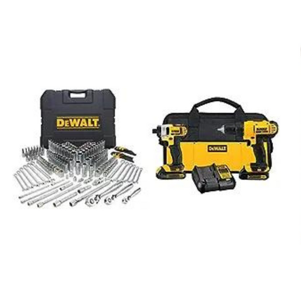 Kit de herramientas mecánicas y juego de vasos DEWALT de 204 piezas