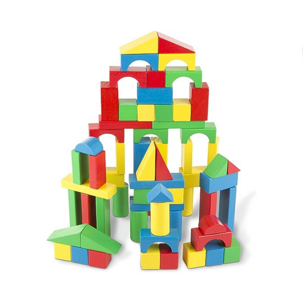 Melissa &amp; Doug Juego de construcción de madera (100 bloques)