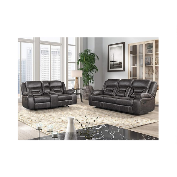 Roundhill Furniture Elkton Manual Motion Reclining Sofa And Loveseat