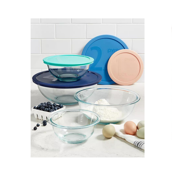 Juego de almacenamiento de vidrio Pyrex o juego de tazones para mezclar Pyrex