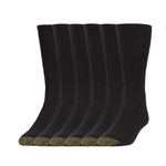 6 Pairs Of GoldToe Men’s Harrington Black Crew Socks