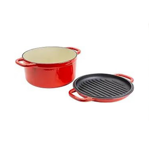 Lodge 7 Quart Essential Enameled Cast Iron Double Dutch Oven