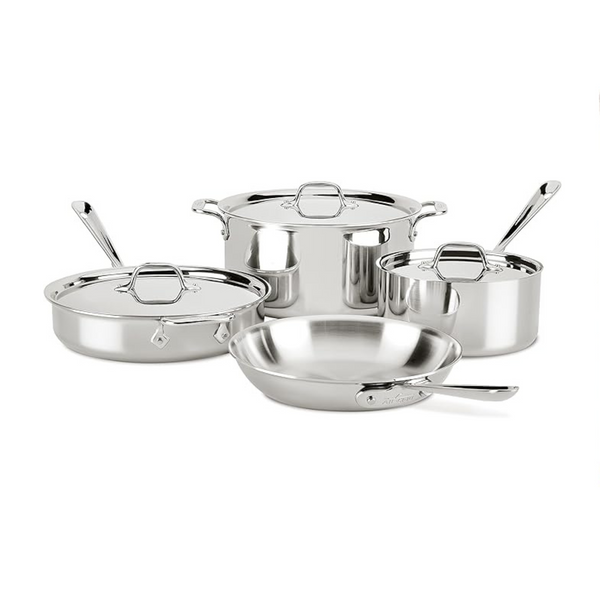 Juego de utensilios de cocina de acero inoxidable All-Clad D3 de 3 capas y 7 piezas