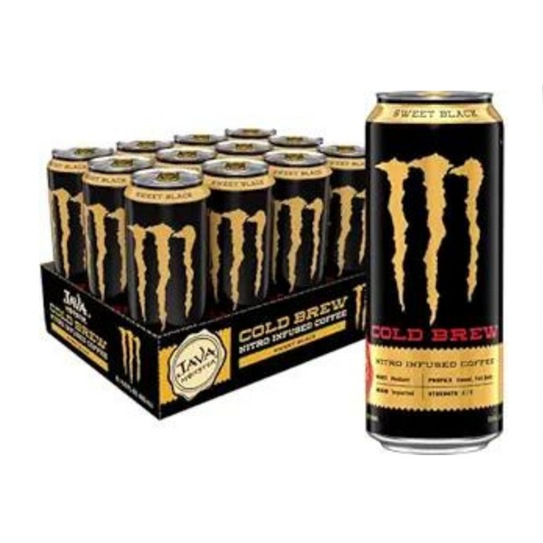 Pack of 12 Monster Energy Java Nitro Cold Brew Sweet Black Coffee + Energy Drink