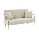 Velvet Upholstered Loveseat Tufted Futon Sofa With Throw Pillows