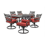 Hanover Montclair 7-Piece Steel Patio Dining Set with 6 Swivel Rockers