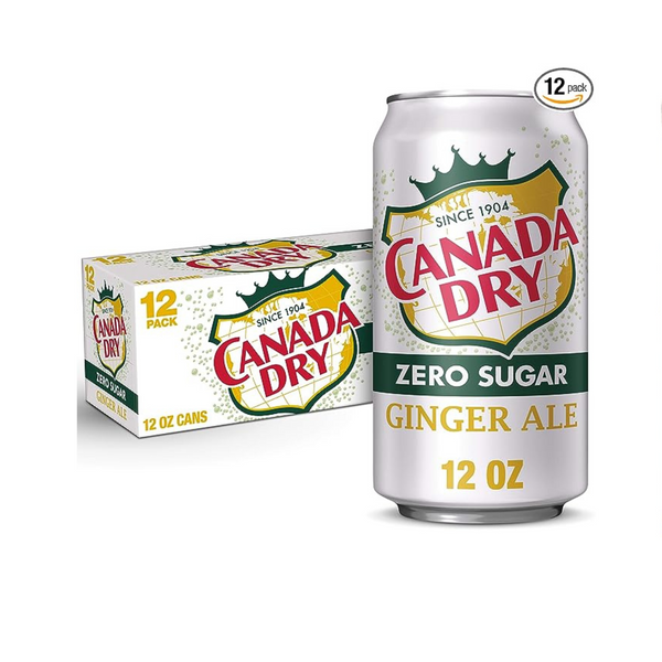 Paquete de 12 Canada Dry Ginger Ale, jengibre sin azúcar y refresco Sunkist Oranger