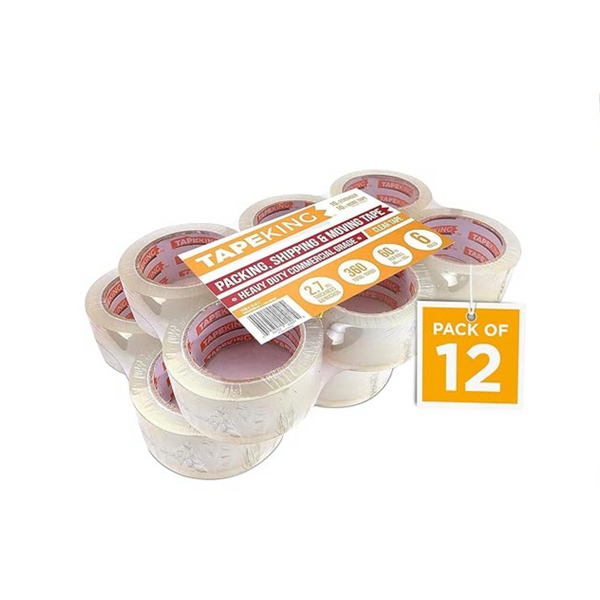 12 Rolls Tape King Clear Packing Tape - 60 Yards Per Roll