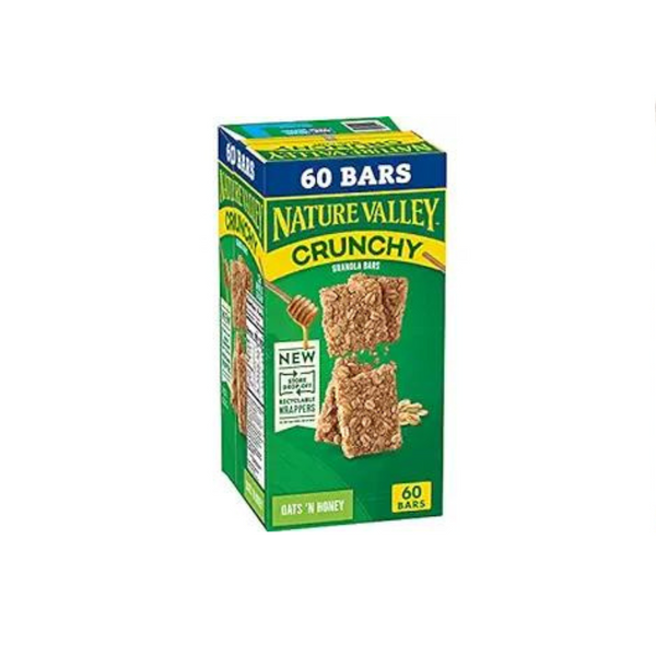 Barras de granola crujientes de avena y miel Nature Valley, 30 unidades (30 bolsas con 2 barras en cada una)