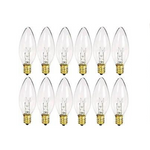 Pack of 12 Crystal Clear Torpedo Tip Candelabra Replacement Bulbs (7W – 120 Volts – E12)