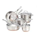 Anolon Nouvelle Stainless Steel Cookware Pots and Pans Set, 10 Piece