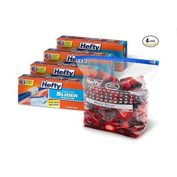 Bolsas de calendario para congelador Hefty Slider, tamaño de galón, 100 bolsas en total