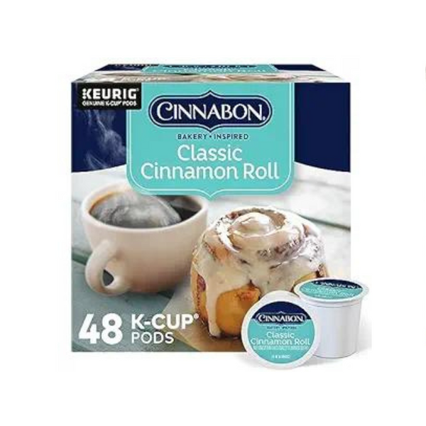 Cinnabon Classic Cinnamon Roll Keurig K-Cups, Light Roast Coffee, 48 Count